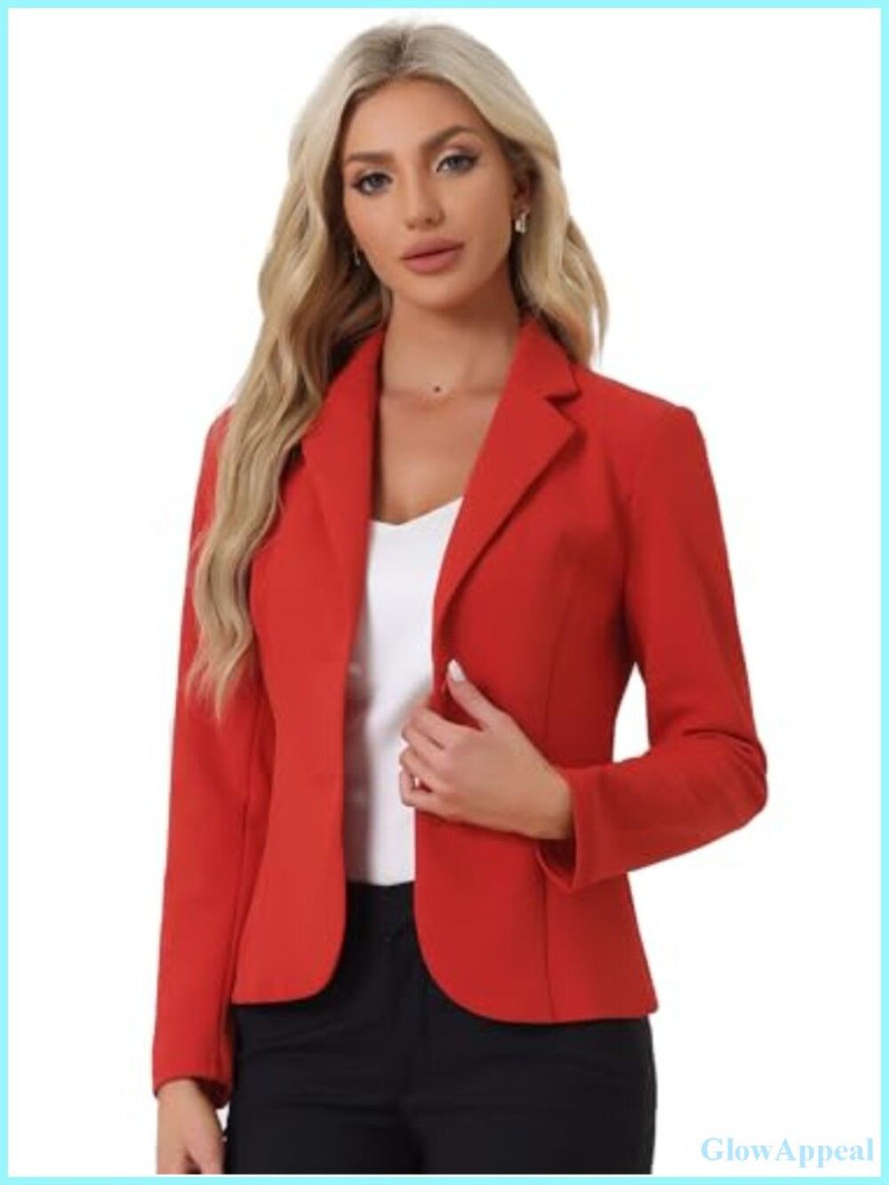 Knit Stretch Blazer Notch Lapel Long Sleeve Business Casual
